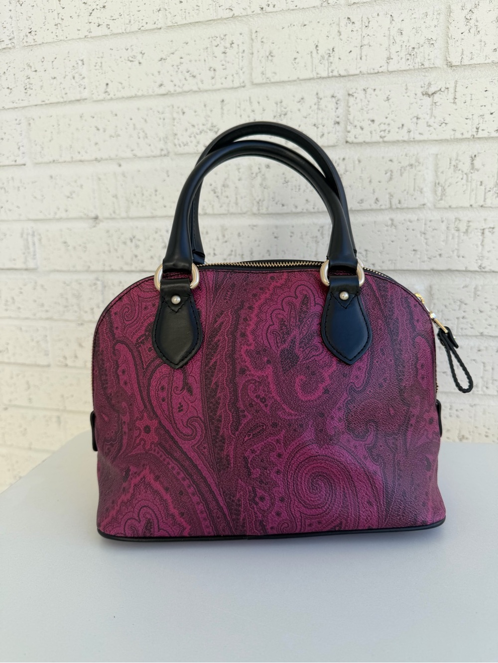 Etro Milano Pink Paisley Dome Satchel Handbag